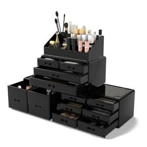 Large Makeup Organizer - 12 Drawers Stackable Jewelry & Makeup Storage